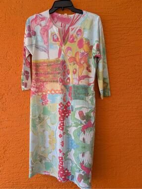 Atelier 5 Gozde Yilmaz Abstract Floral Dress USA Art Print Midi Stretch